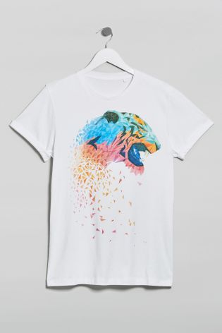 White Graphic Tiger T-Shirt